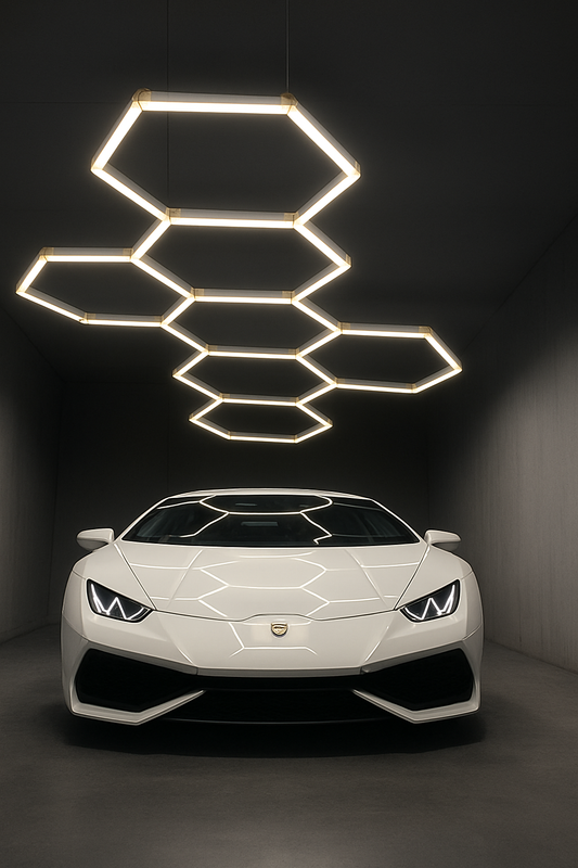 Car Garage Mini Honeycomb Lamp Hexagonal Hanging Workshop LED Light Car Washing Lamp 