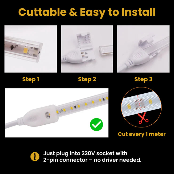 LED Rope Lights 2835 Water Resistant IP67 120 LEDs/m - Buylights #