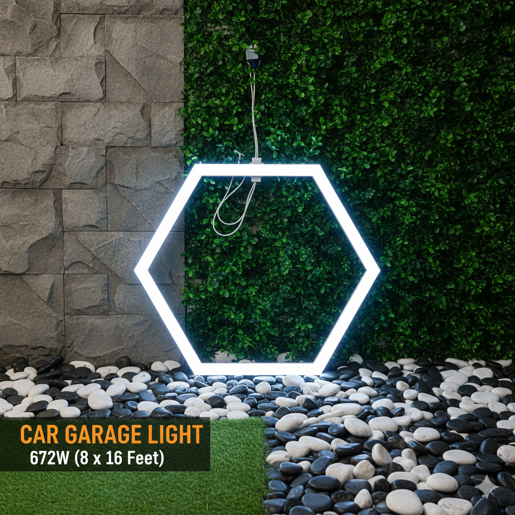 Car Garage Hexagon Honeycomb Hanging Light– 672W Powerful Design 