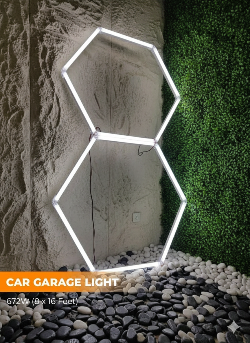 Car Garage Hexagon Honeycomb Hanging Light– 672W Powerful Design - Buylights 