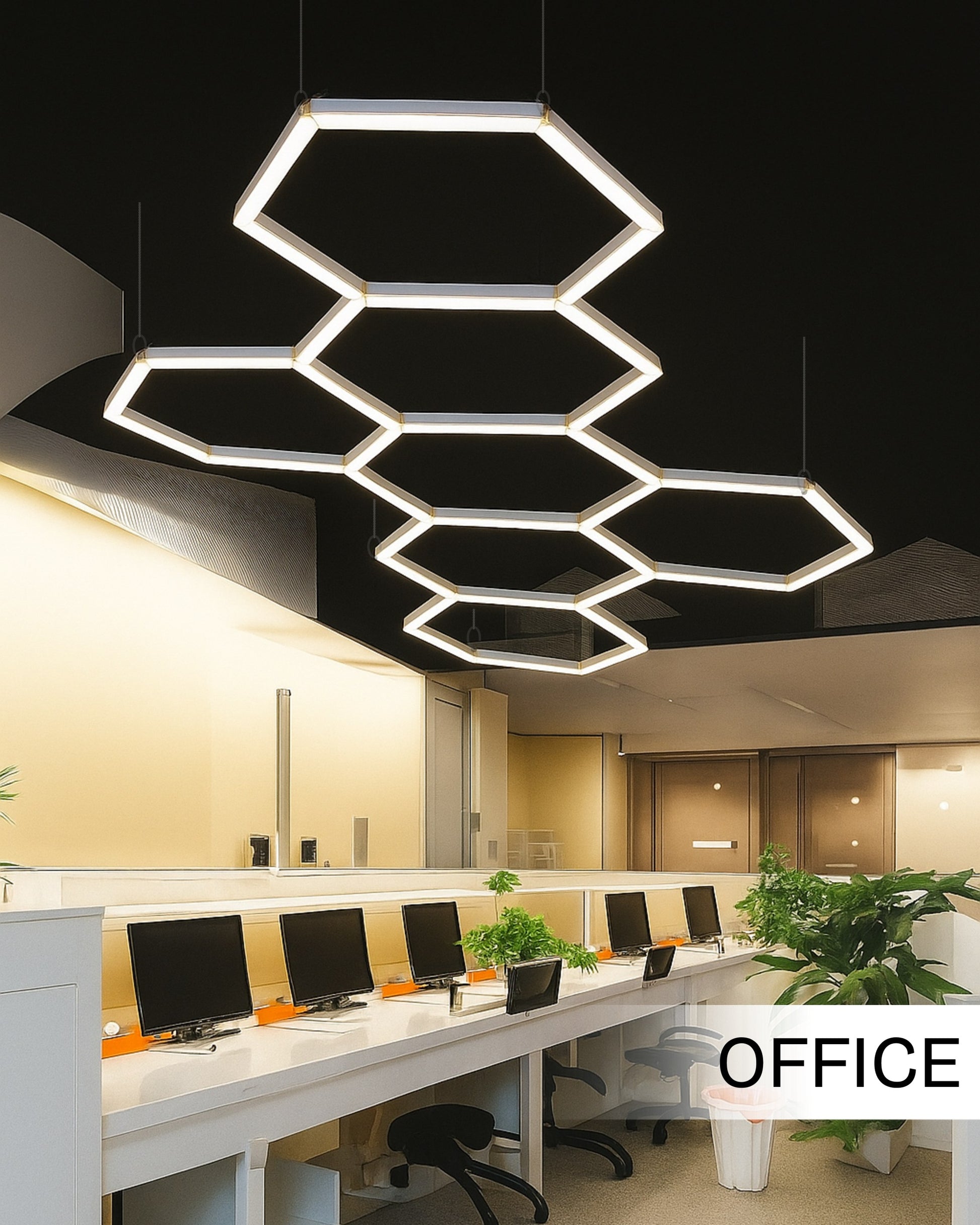 Car Garage Mini Honeycomb Lamp Hexagonal Hanging Workshop LED Light Car Washing Lamp 